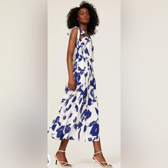 Jason Wu Collective Blue Floral Tie Strap Dress Size 6 - Picture 2 of 7